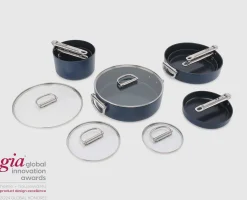Best Batterie de cuisine Space antiadhésive en céramique 6 pièces e poignée pliante Poêles Et Casseroles|Batterie De Cuisine