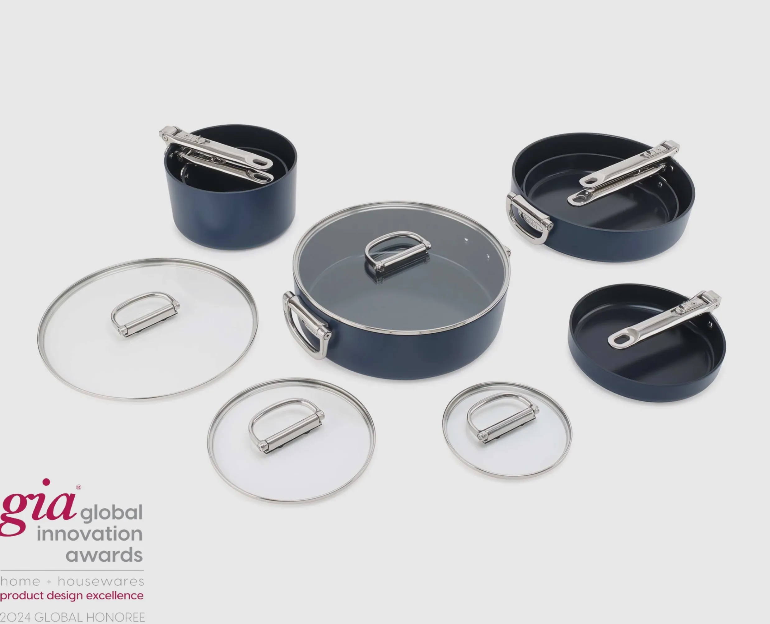Best Batterie de cuisine Space antiadhésive en céramique 6 pièces e poignée pliante Poêles Et Casseroles|Batterie De Cuisine