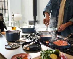 Best Batterie de cuisine Space antiadhésive en céramique 6 pièces e poignée pliante Poêles Et Casseroles|Batterie De Cuisine