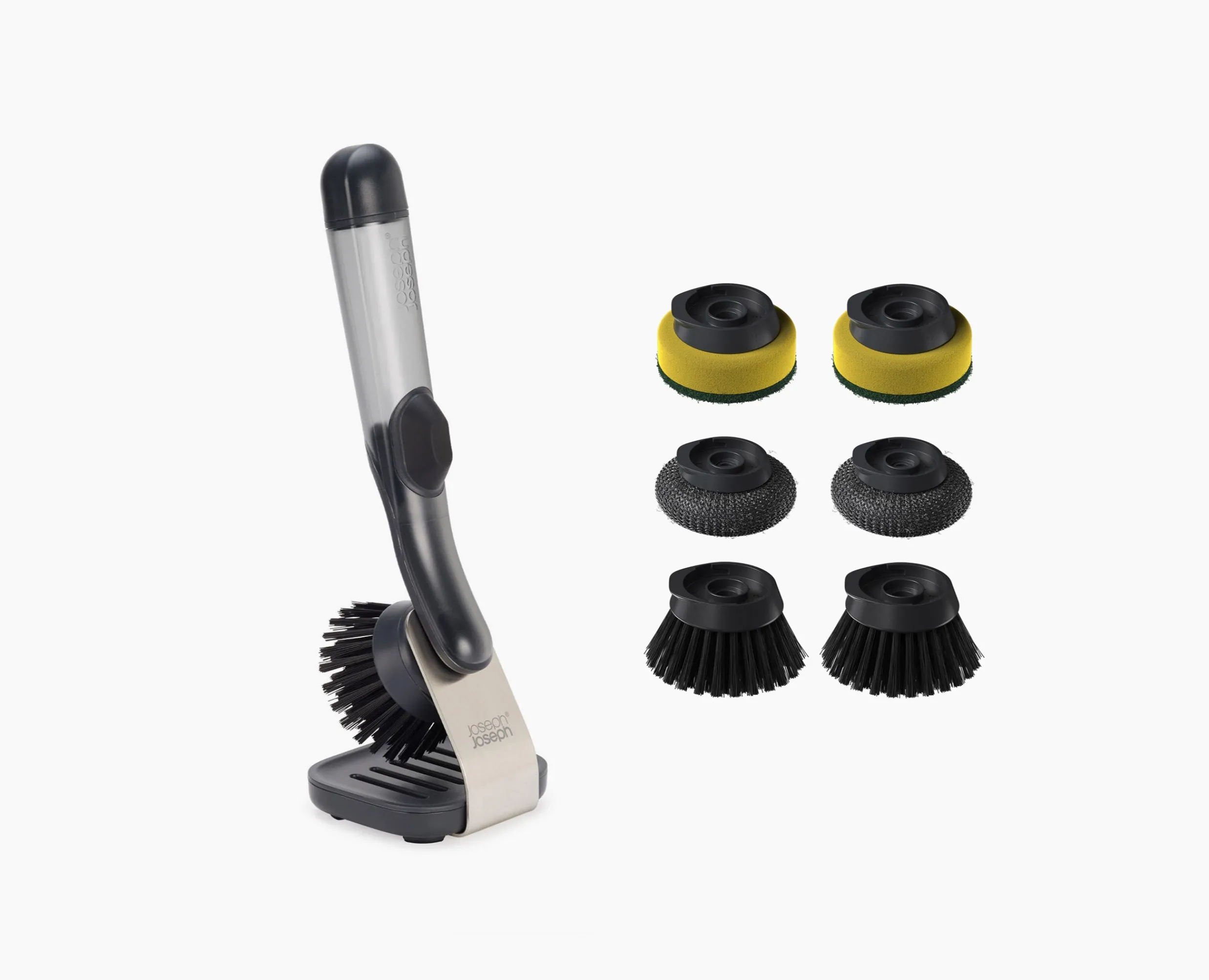 Outlet Brosse à Vaisselle et Distributeur de Savon avec Support Inox et 6 Têtes de Rechange Brosses & Éponges