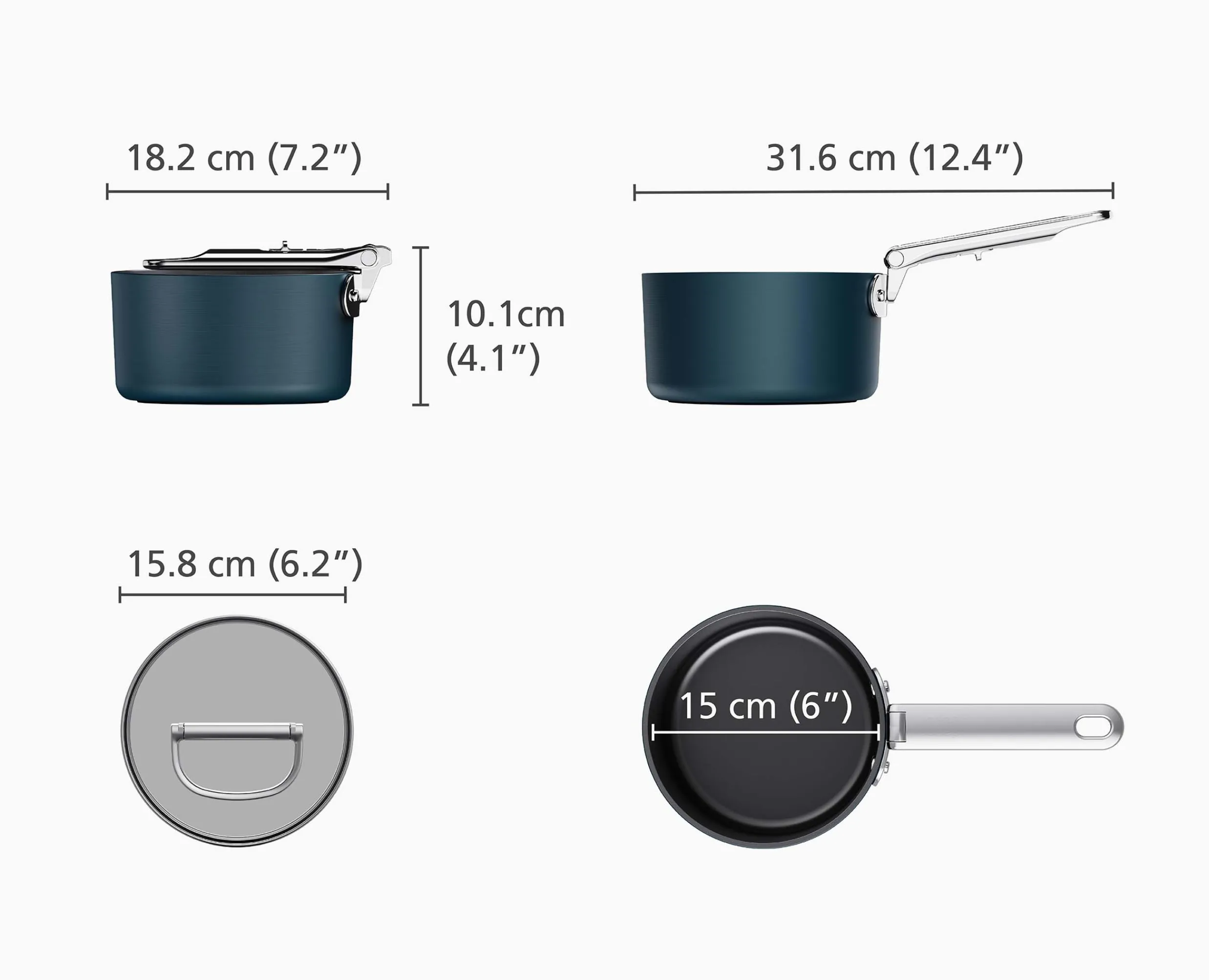 Discount Casserole Space antiadhésive en céramique 15 cm e avec poignée pliante et couvercle Poêles Et Casseroles