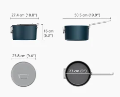 Discount Casserole Space antiadhésive en céramique 23 cm e avec poignée pliante et couvercle Poêles Et Casseroles