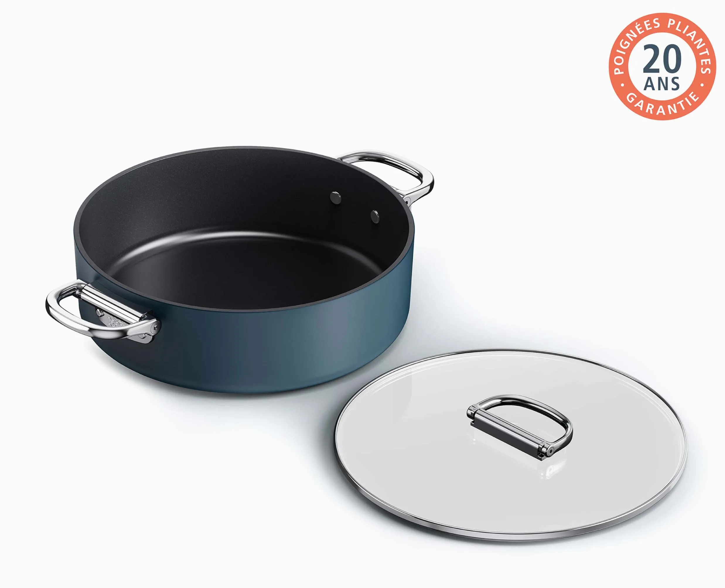 Best Casserole Space peu profonde antiadhésive en céramique 28 cm e avec poignée pliante et couvercle Poêles Et Casseroles