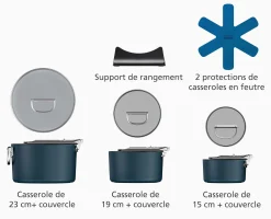 Hot Ensemble de casseroles Space antiadhésives en céramique 3 pièces poignée pliante Poêles Et Casseroles|Batterie De Cuisine