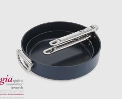 Ensemble Space de poêles à frire antiadhésives en céramique poignée pliante 2 pièces Poêles Et Casseroles|Batterie De Cuisine