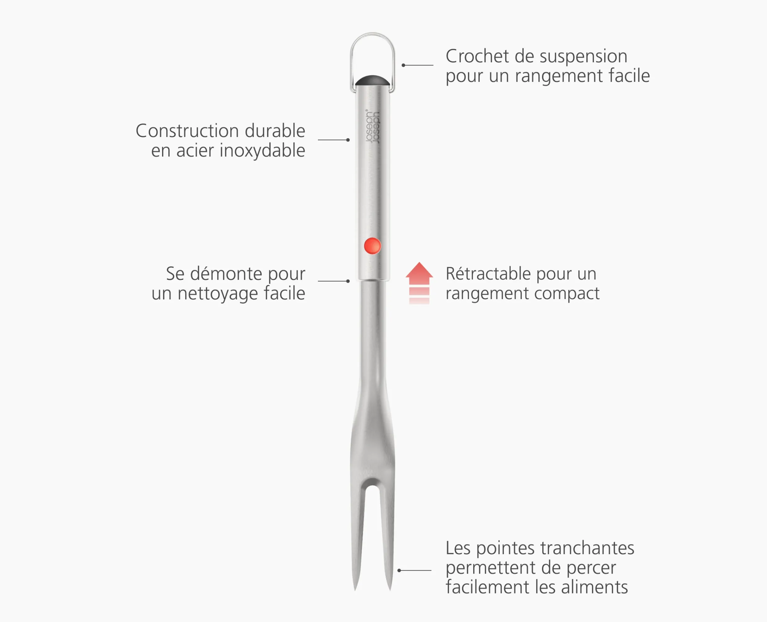 Sale Fourchette à Barbecue Rétractable en Inox GrillOut™ Accessoires & Ustensiles De Barbecue