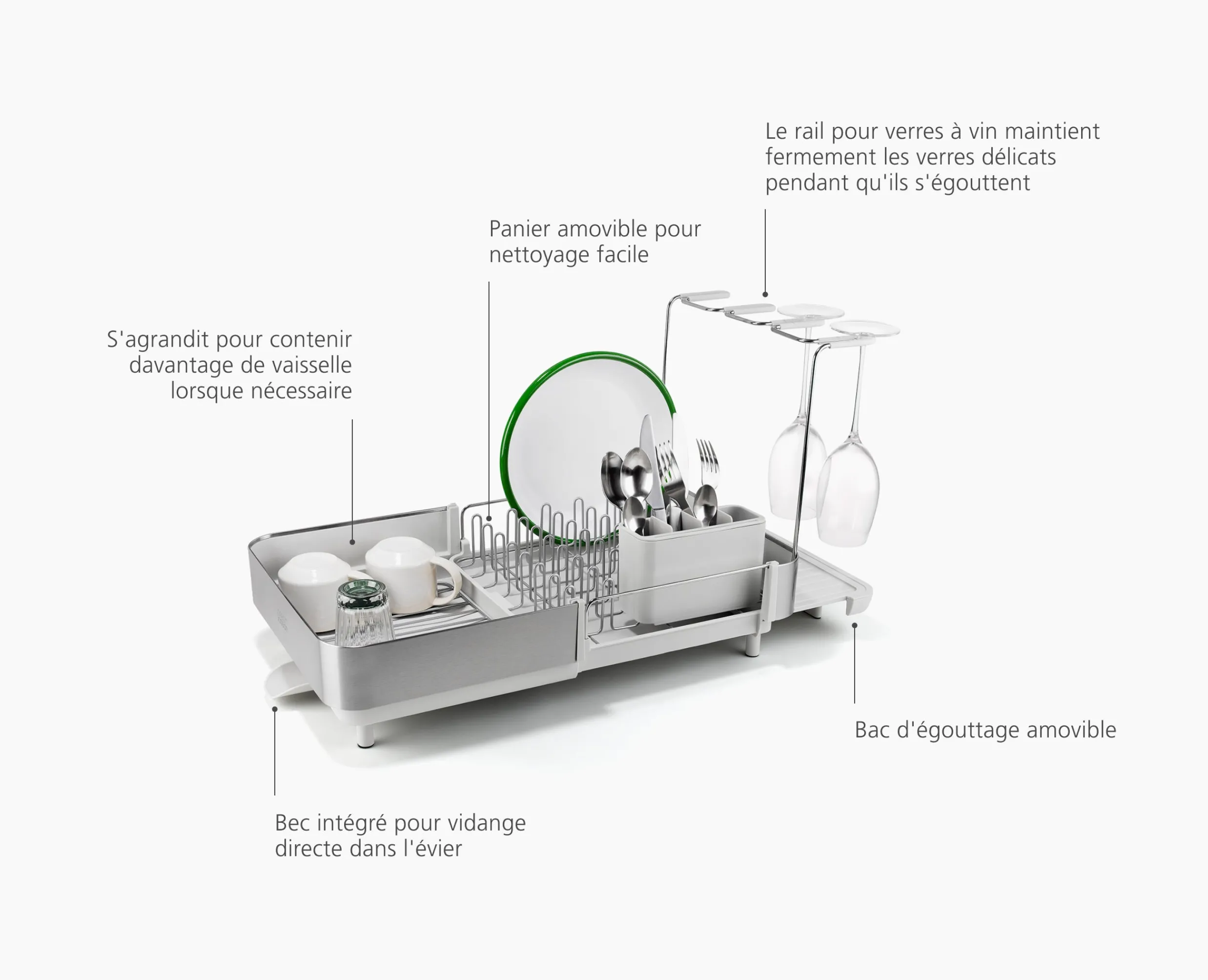New Égouttoir à Vaisselle et à Verres à Vin Extend™ Steel Plus Égouttoirs À Vaisselle