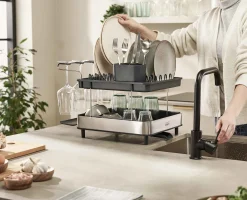 Discount Égouttoir à vaisselle à 2 niveaux en acier Excel™ Égouttoirs À Vaisselle
