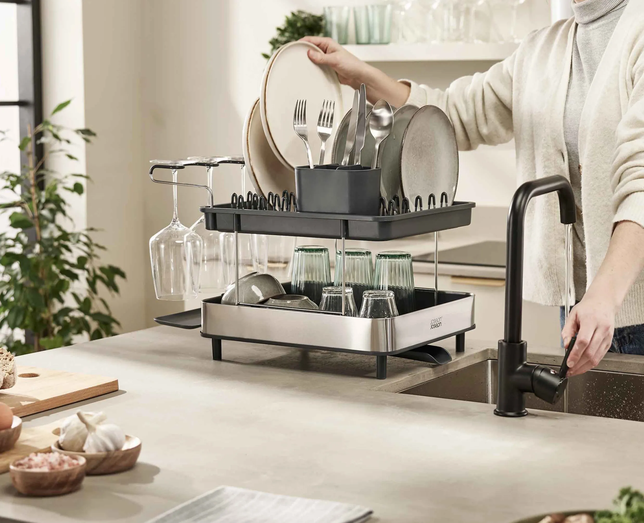 Discount Égouttoir à vaisselle à 2 niveaux en acier Excel™ Égouttoirs À Vaisselle