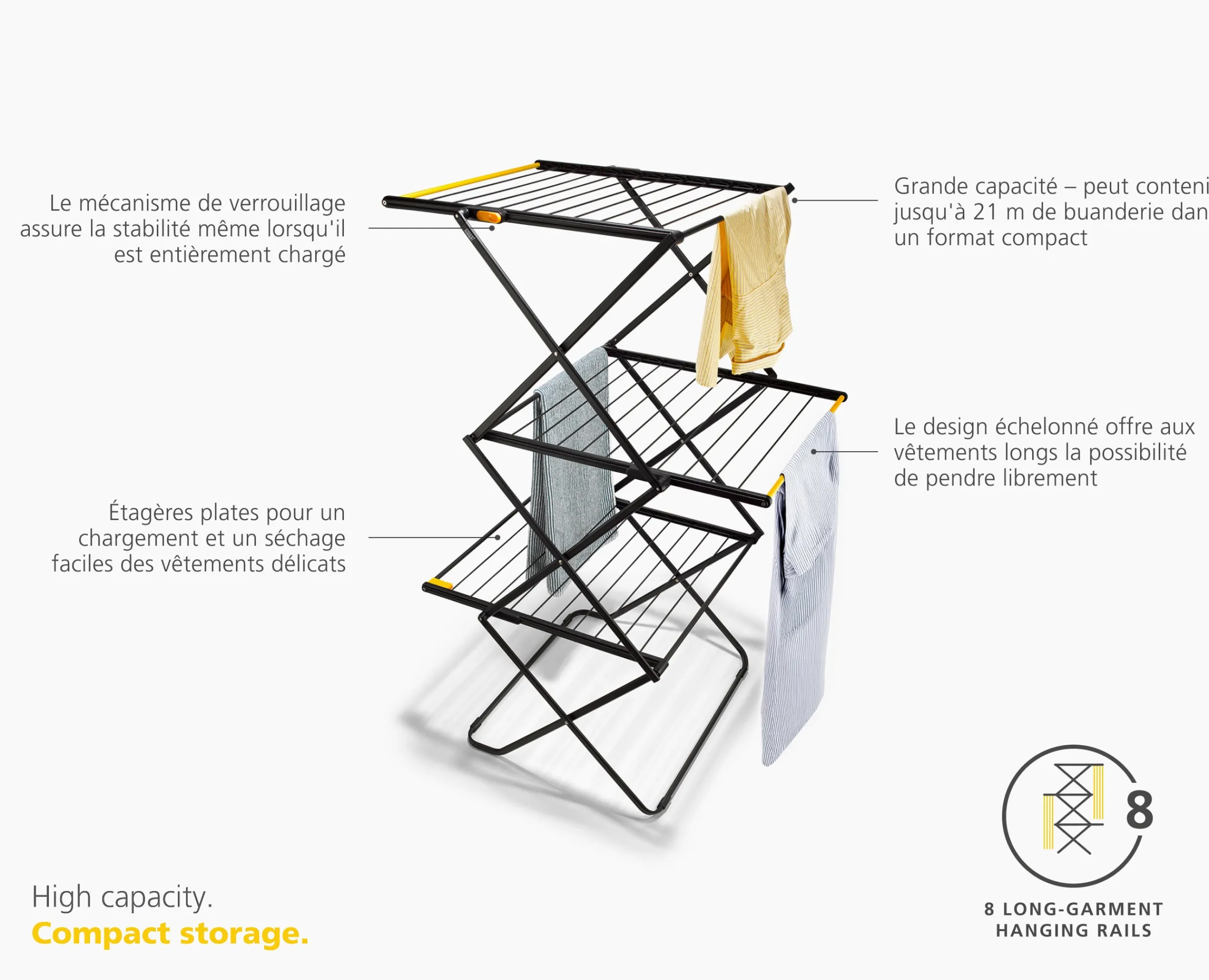 Clearance Grand Étendoir à Linge de Grande Capacité 21m AirFrame™ Max Étendoirs À Linge