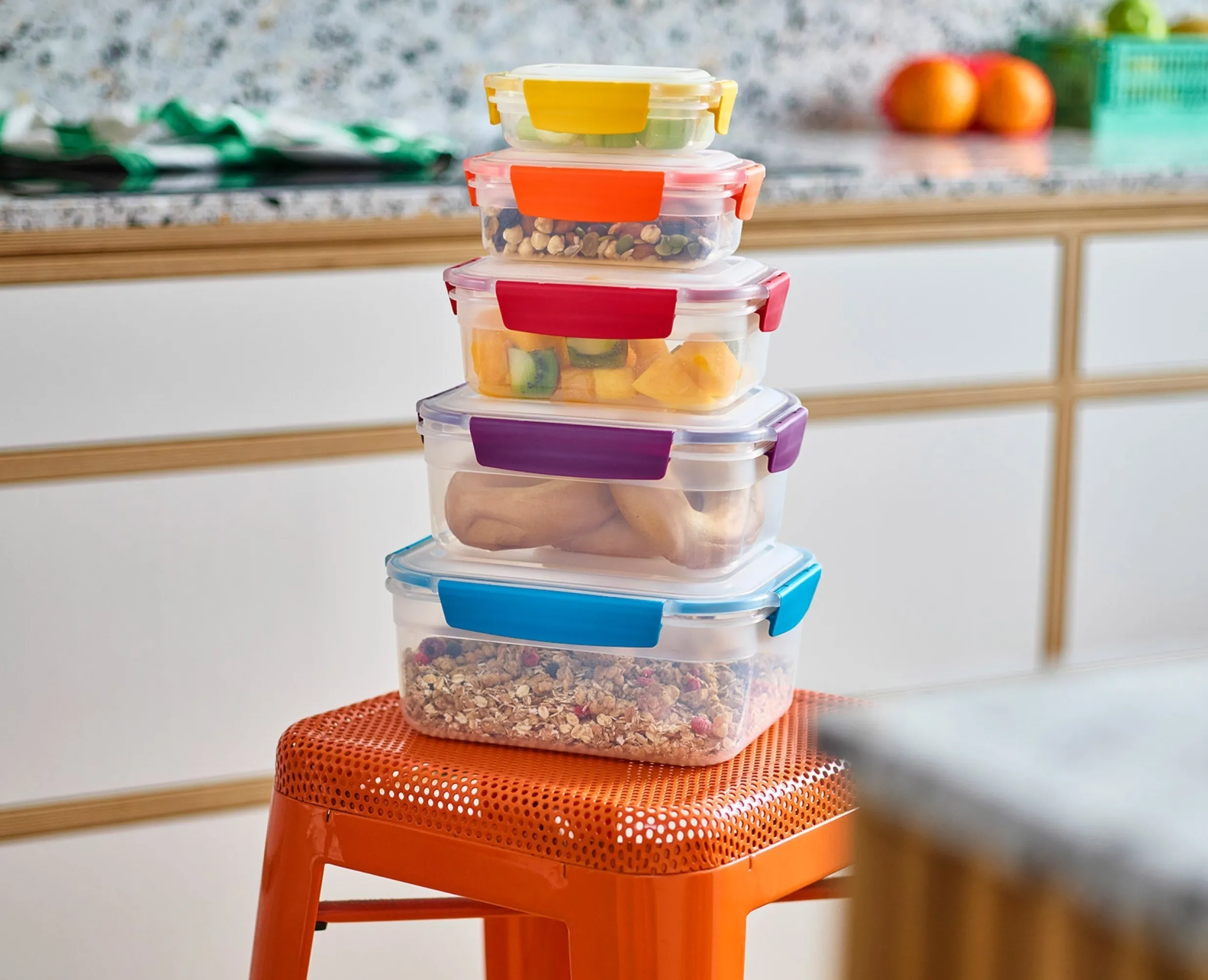 Hot Lot de 5 Boîtes de Conservation Compactes Plastique Nest™ Lunch Box|Rangement & Conservation Alimentaire