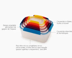 Hot Lot de 5 Boîtes de Conservation Compactes Plastique Nest™ Lunch Box|Rangement & Conservation Alimentaire