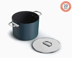 New Marmite Space antiadhésive en céramique 25 cm e avec poignée pliante et couvercle Poêles Et Casseroles