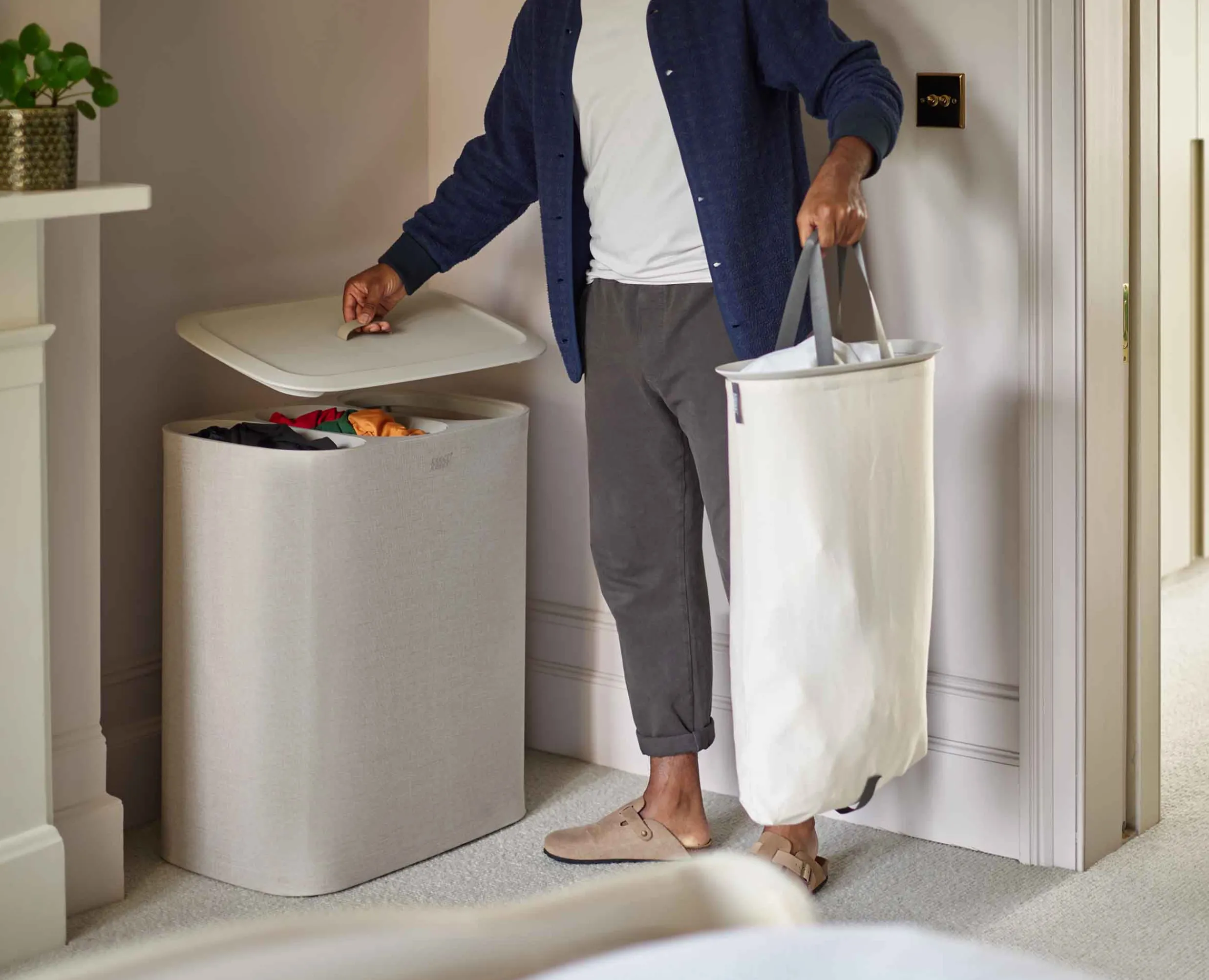 Discount Panier à Linge 3 Compartiments 90L Tota Trio Paniers À Linge