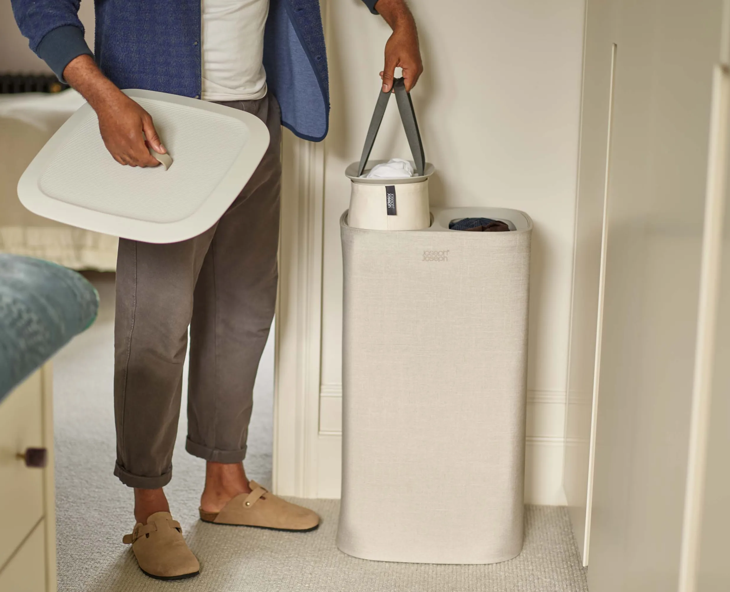 Sale Panier Linge Double Compartiment 60L Tota Paniers À Linge
