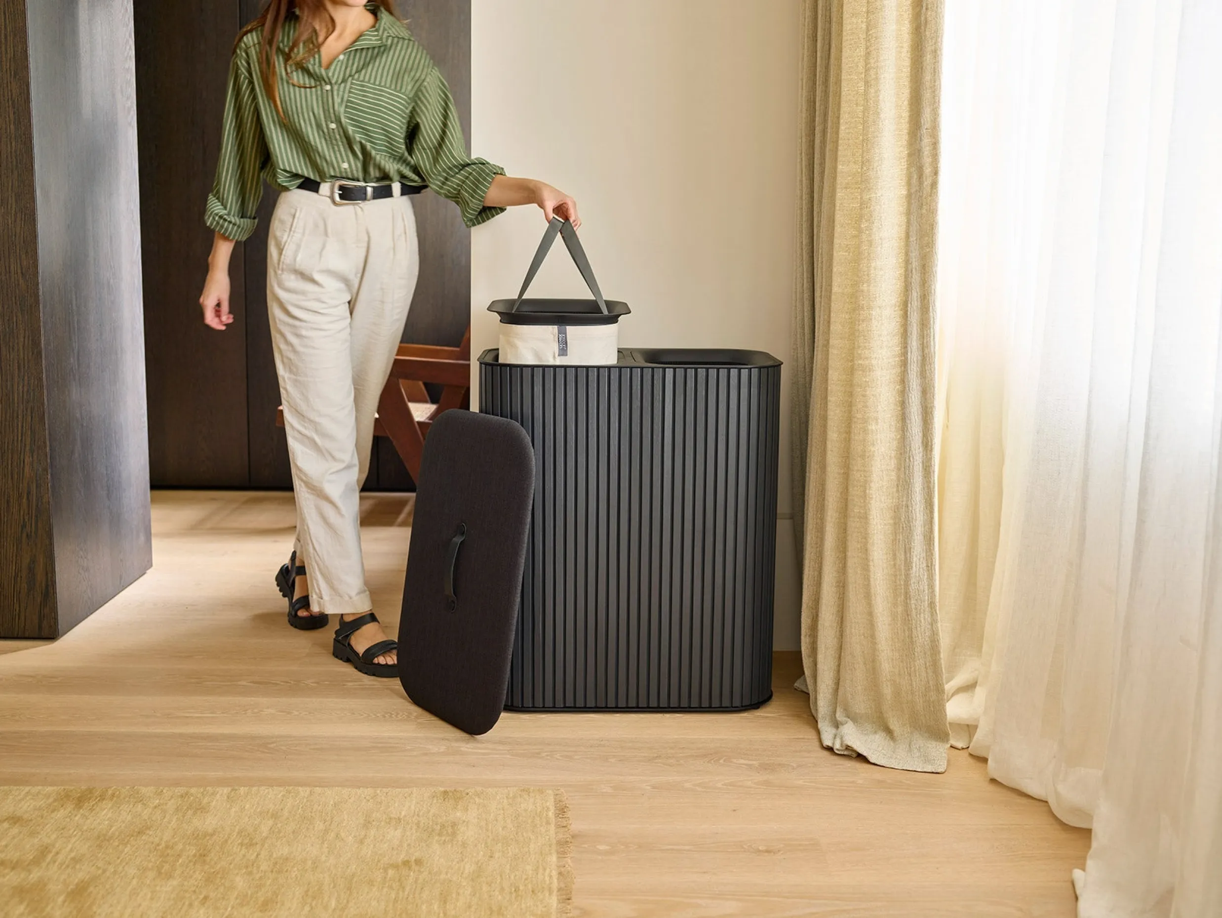 Best Panier à Linge Double Luxe Bambou 90L Tota Twin Luxe Paniers À Linge