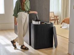 Hot Panier à Linge Triple de Luxe Bambou 90L Tota Trio Luxe Paniers À Linge