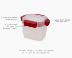 Clearance 4 Petites Boîtes Alimentaires s 1.1L Nest™ Lock Lunch Box|Rangement & Conservation Alimentaire