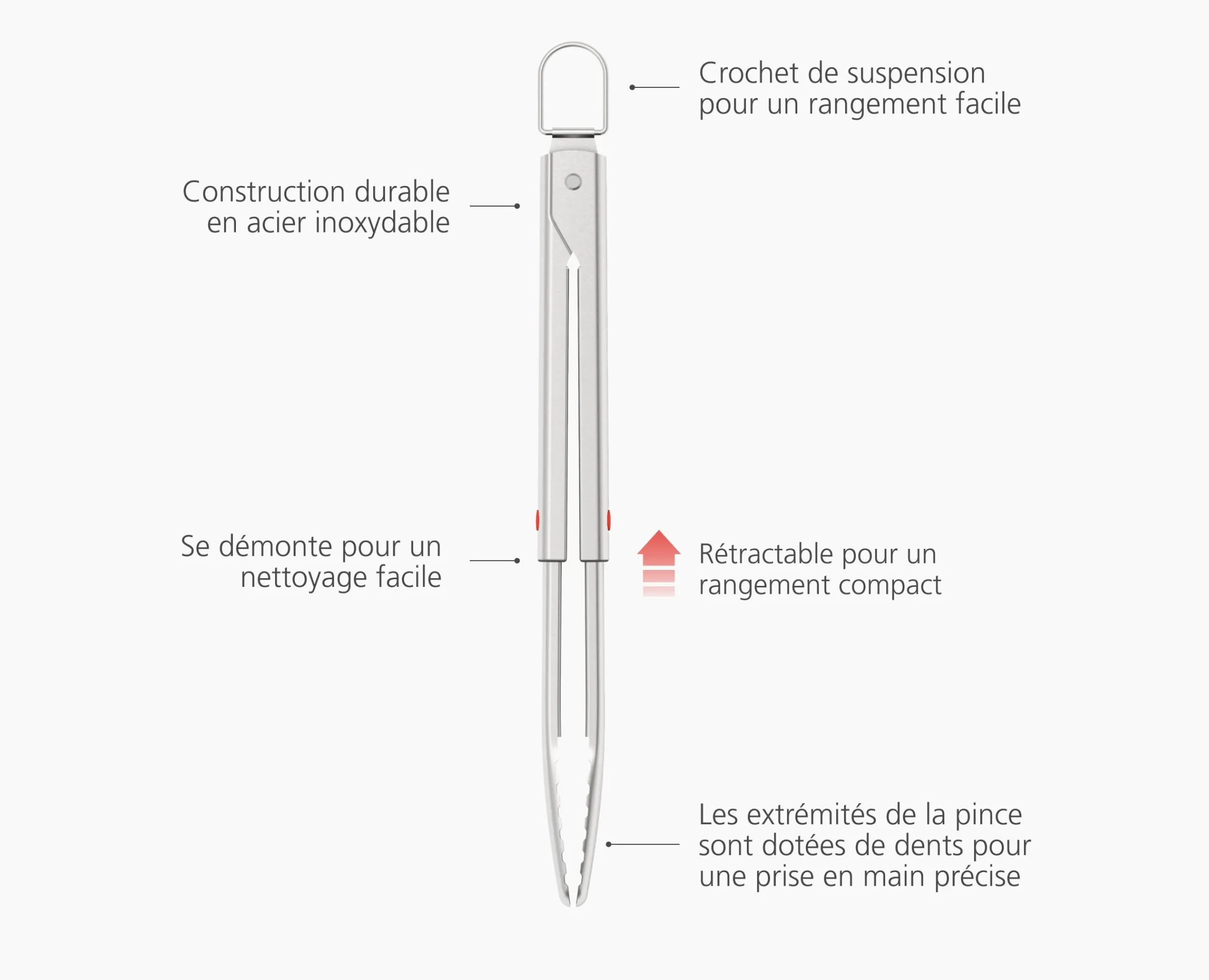 Online Pince de Barbecue Rétractable en Inox GrillOut™ Accessoires & Ustensiles De Barbecue