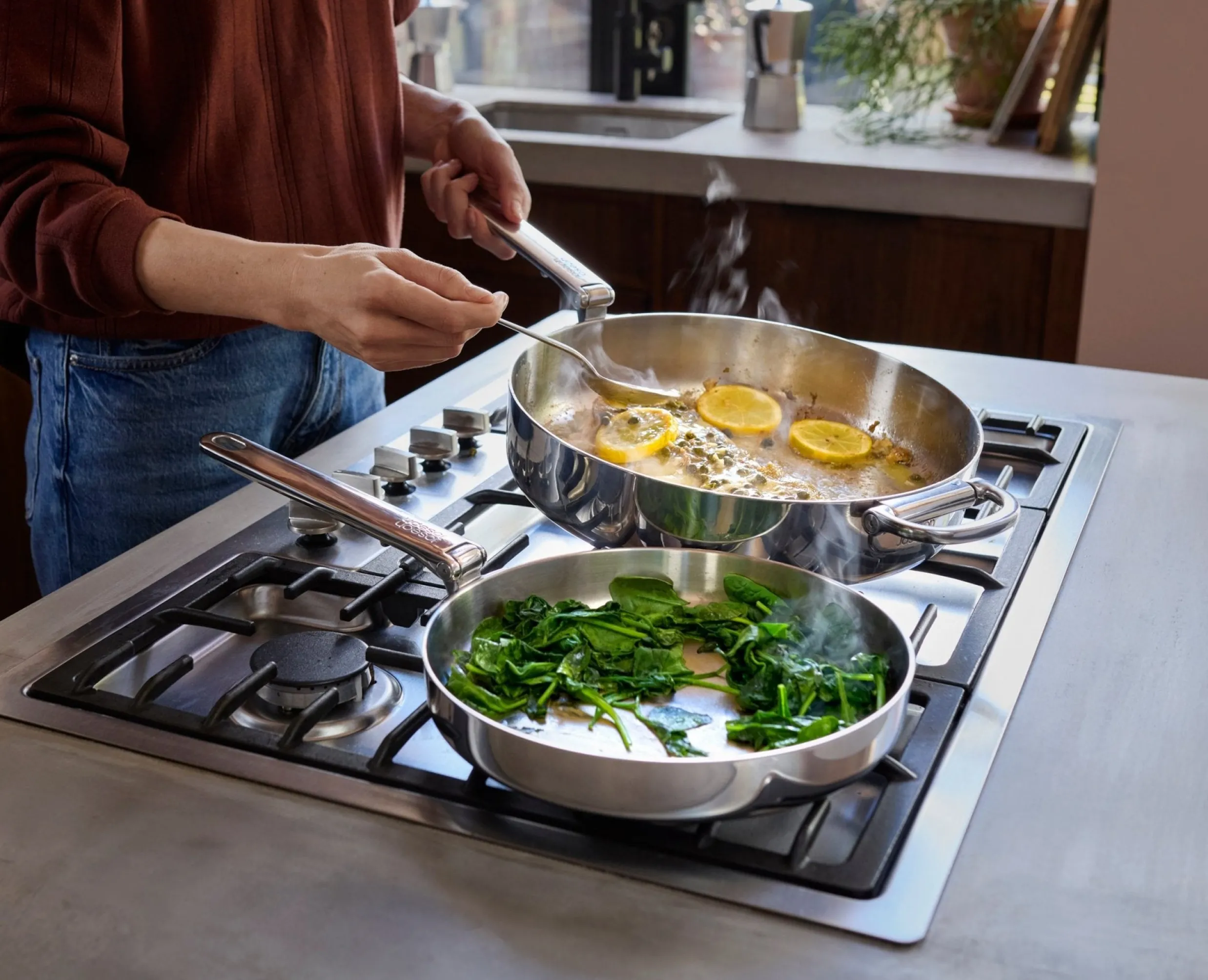 Sale Poêle Anti-Adhésive en Inox 24cm Space Steel Poêles Et Casseroles
