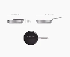 Hot Poêle à Frire Antiadhésive Inox de 28 cm Space Steel Poêles Et Casseroles
