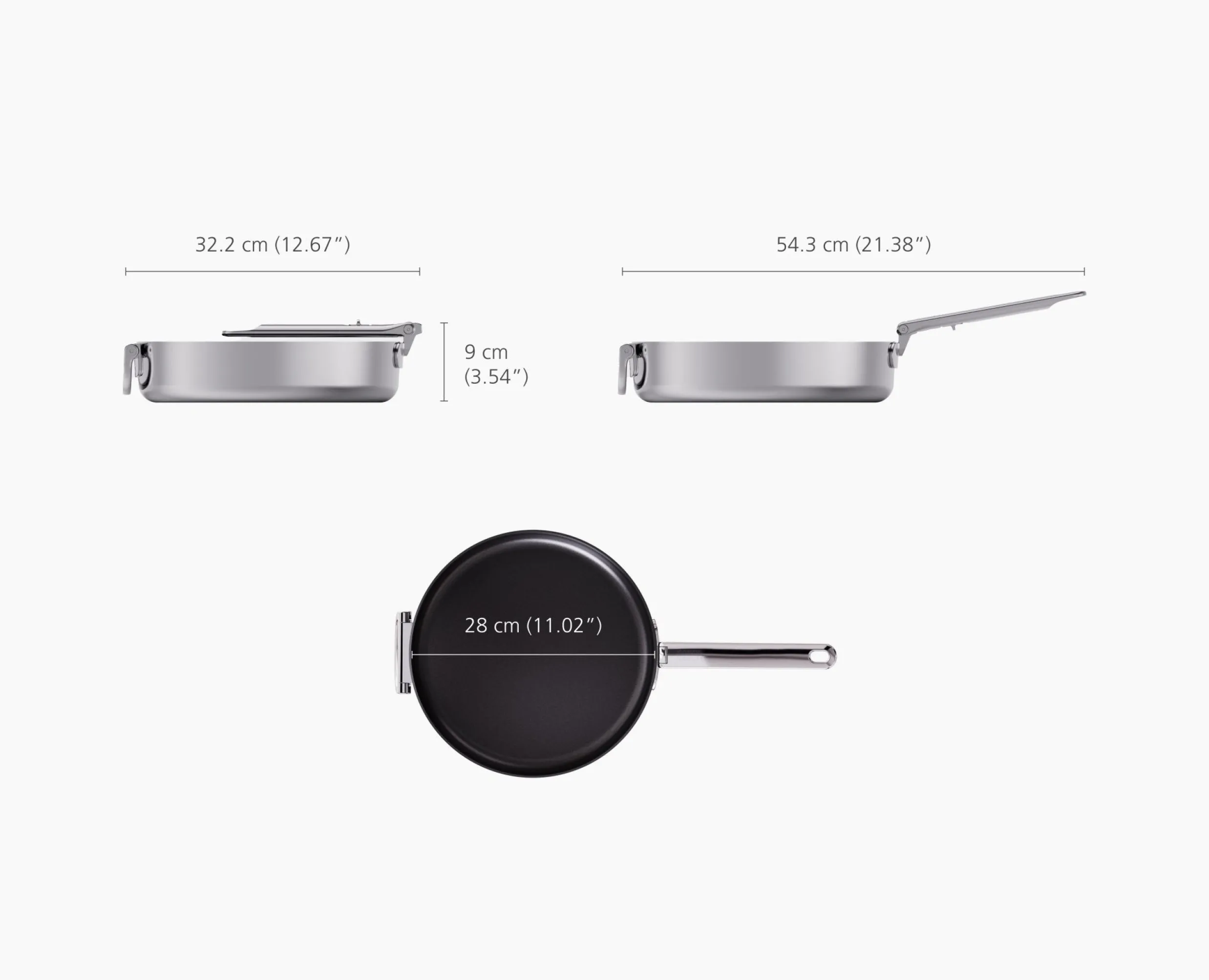 Hot Poêle à Frire Antiadhésive Inox de 28 cm Space Steel Poêles Et Casseroles