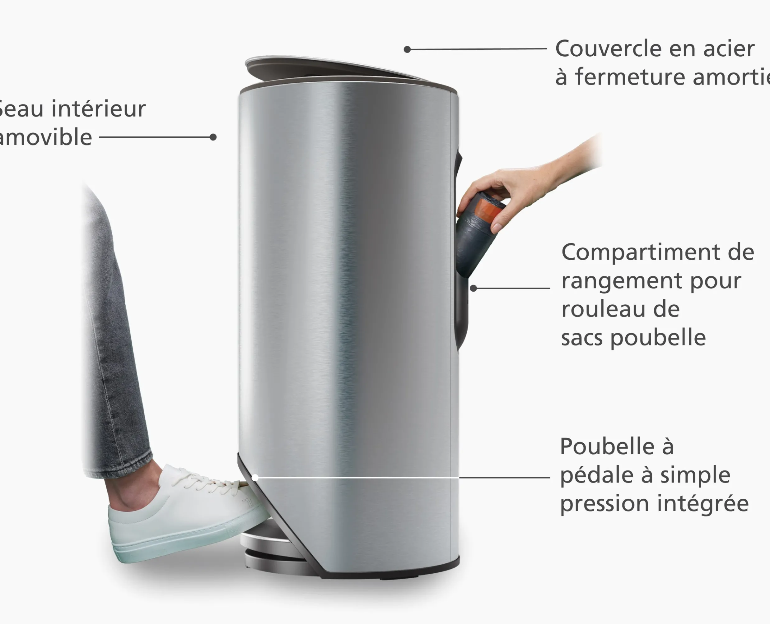 Best Poubelle 30L Inox Arc™ Easy-Push Poubelles De Cuisine