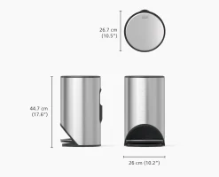 Poubelle 10l Inox Arc™ Easy-Push Poubelle De Salle De Bain|Poubelles De Salle De Bain