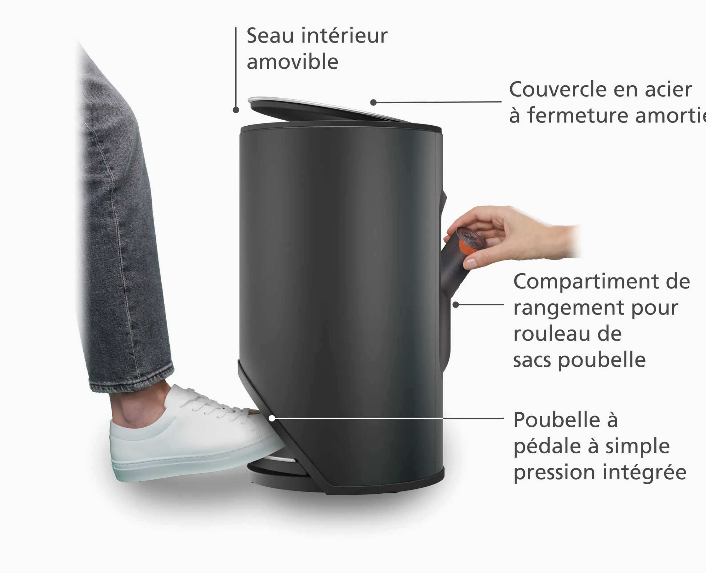New Poubelle 10l Mat Arc™ Easy-Push Poubelle De Salle De Bain|Poubelles De Salle De Bain