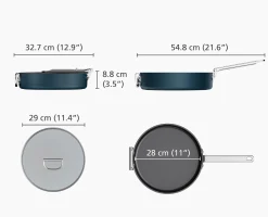 Online Sauteuse Space antiadhésive en céramique 28 cm e avec poignée pliante et couvercle Poêles Et Casseroles