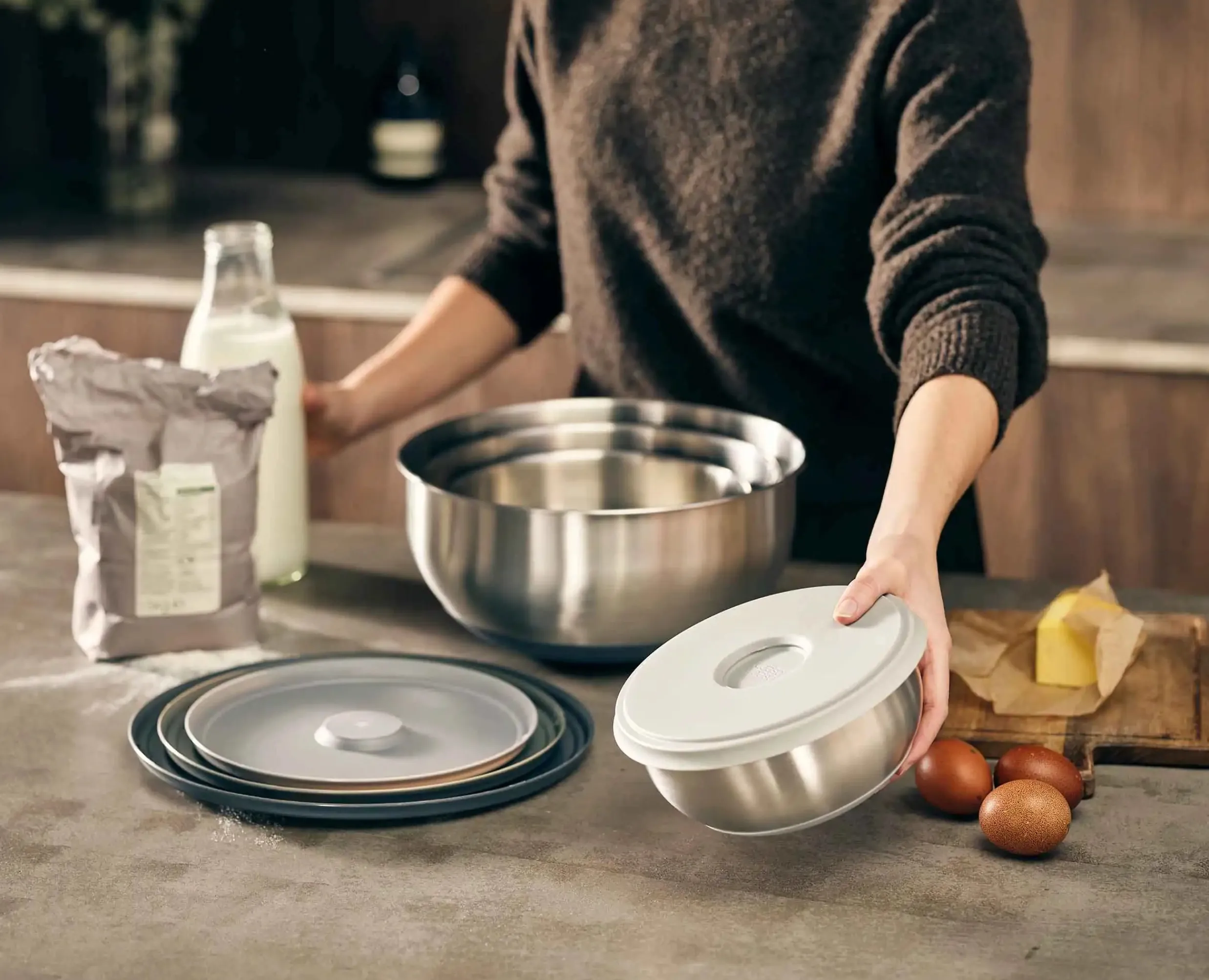 Online Set de 4 Bols Mélangeurs en Inox Nest™ Prep&Store Bols Mélangeurs|Matériel & Ustensiles De Pâtisserie