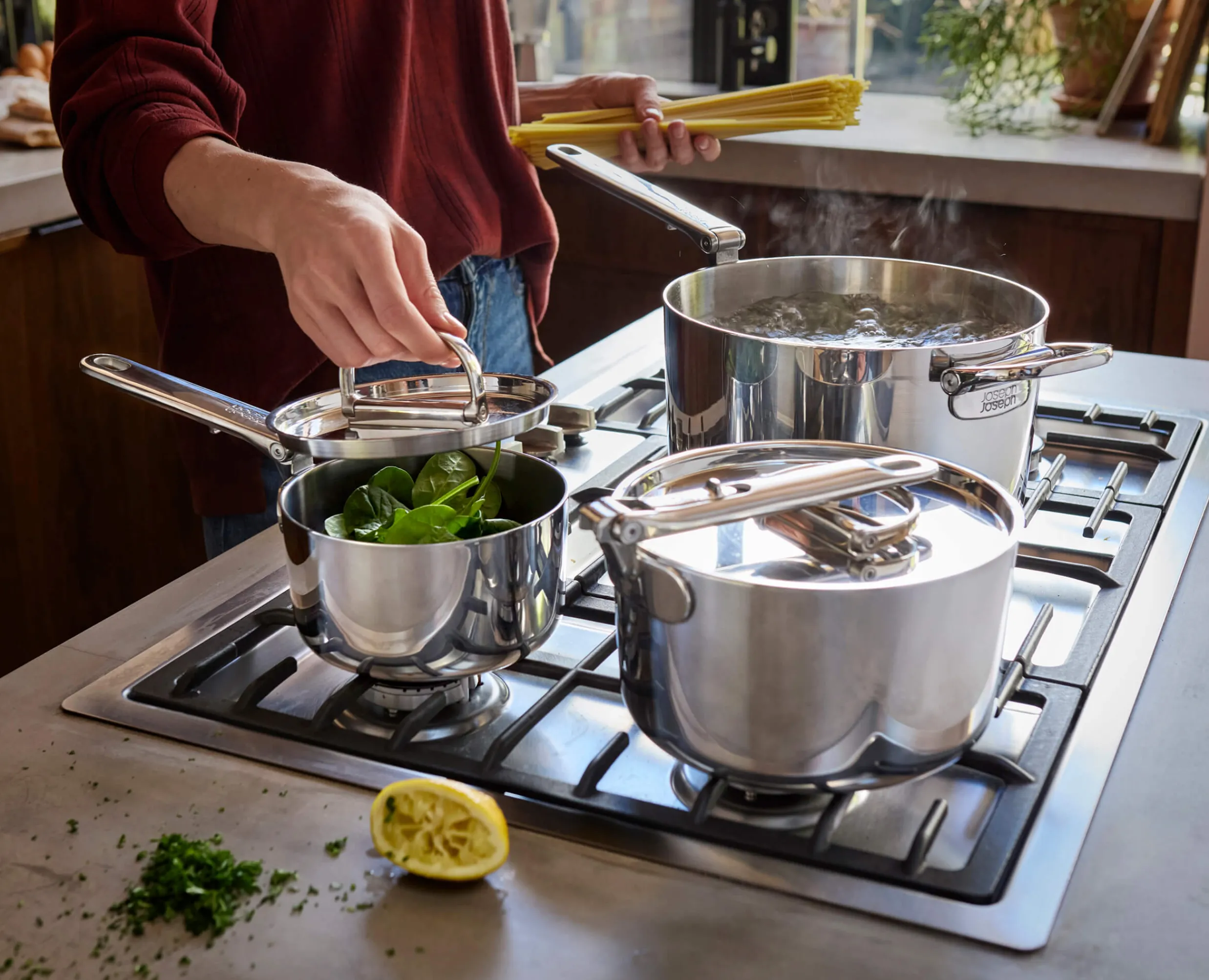 Clearance Set de 3 Casseroles en Inox Space Steel Batterie De Cuisine