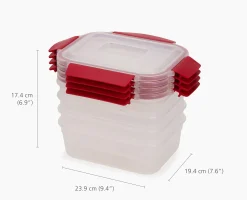 Set de 8 Contenants Rouges Nest Lock Lunch Box|Sets D'Ustensiles De Cuisine