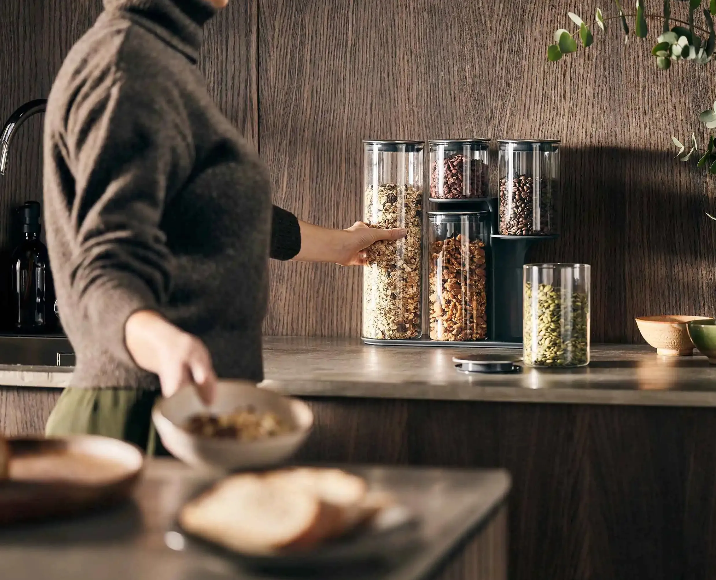 Hot Set de 5 pots de Rangement avec Support en Inox Podium™ Organisation Plans De Travail|Rangement & Conservation Alimentaire