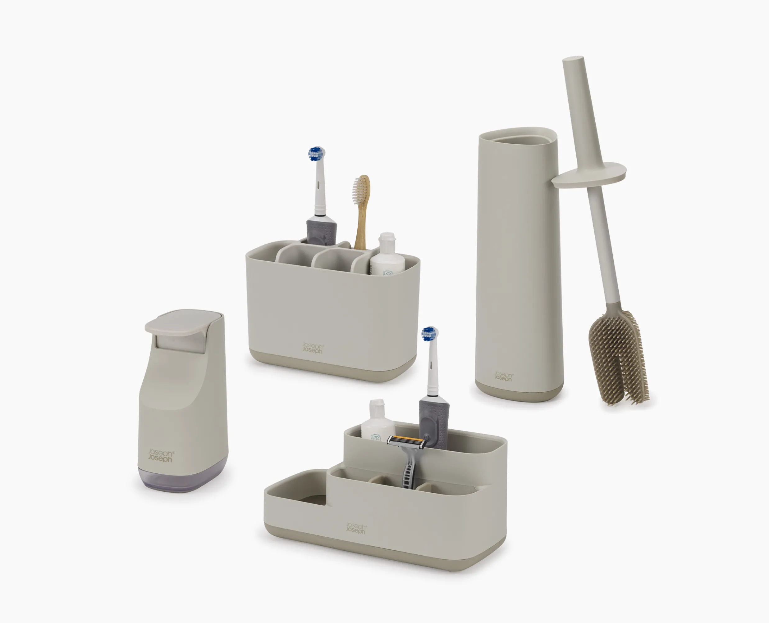 Outlet Set De Salle De Bain Ecru Mat Brosses Wc Et Portes-Papier Toilette|Porte-Brosses À Dents