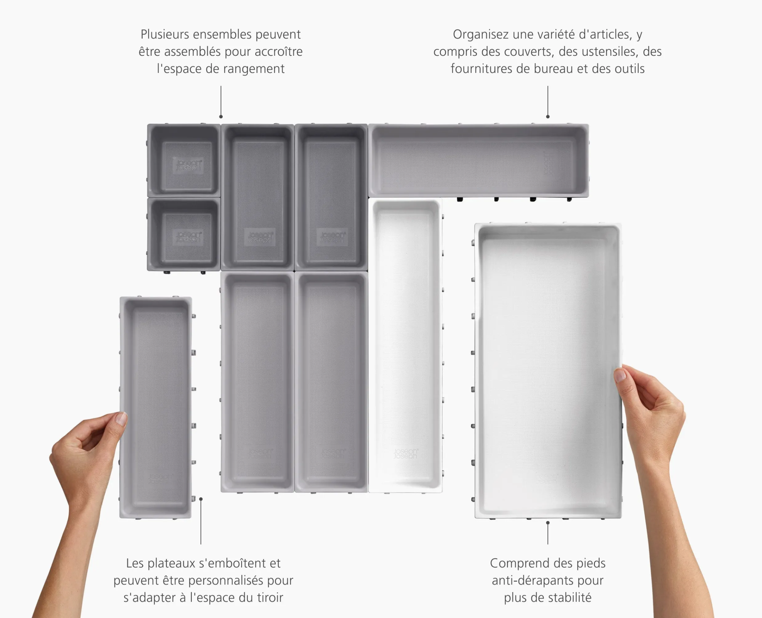 Best Set d'Organisateurs de Tiroir Modulaires de 10 pièces Foncé Blox™ Rangements Tiroirs De Cuisine