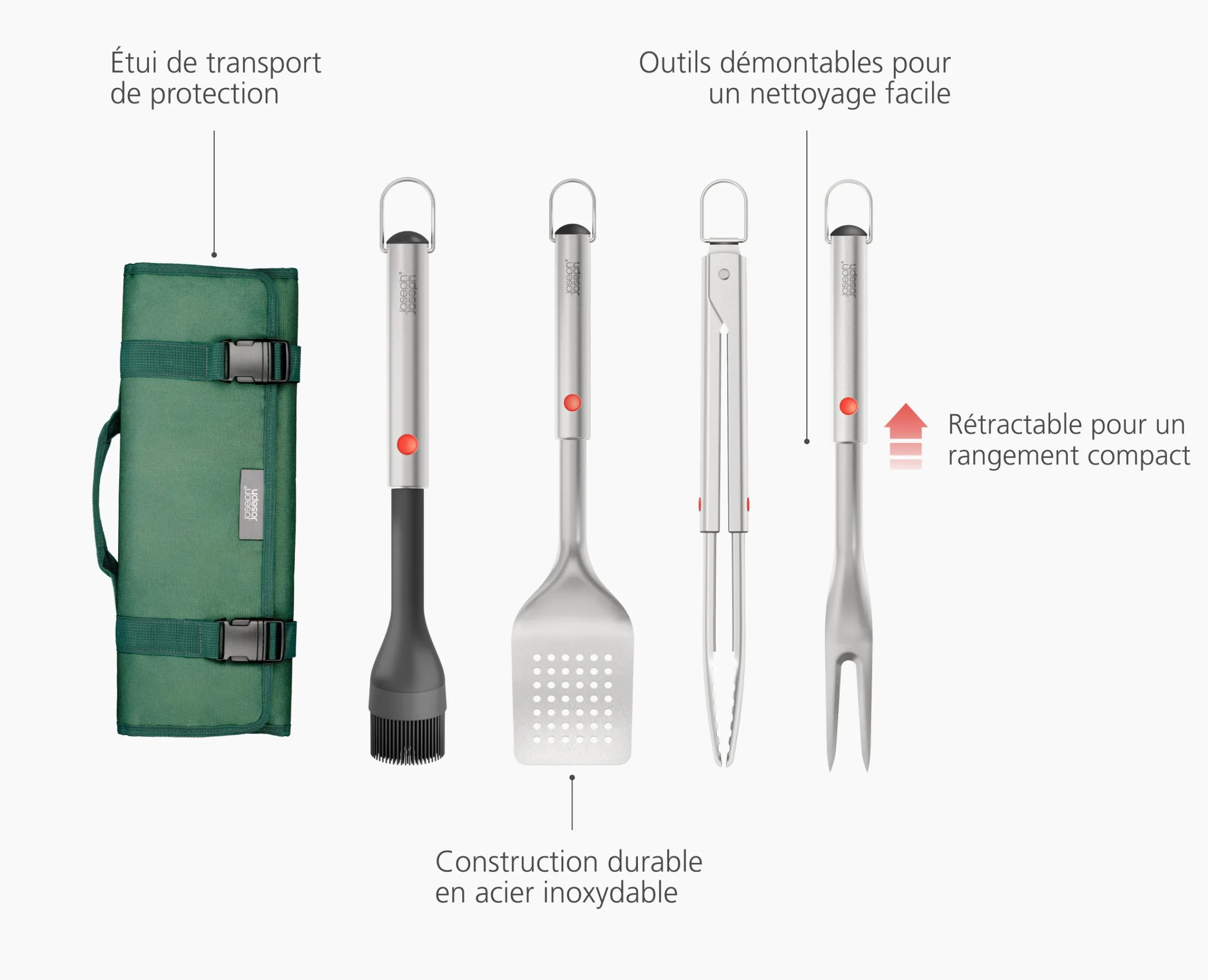 Best Set d'Outils de BBQ Rétractables avec Étui GrillOut™ Accessoires & Ustensiles De Barbecue|Sets D'Ustensiles De Cuisine