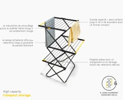 Online Étendoir à Linge Compact de Grande Capacité 16m AirFrame™ Étendoirs À Linge