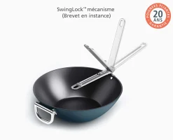 Outlet Wok Space antiadhésif en céramique 32 cm poignée pliante Poêles Et Casseroles