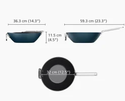 Outlet Wok Space antiadhésif en céramique 32 cm poignée pliante Poêles Et Casseroles